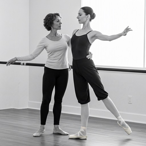 Group of adult ballet students in a bright, welcoming studio environment